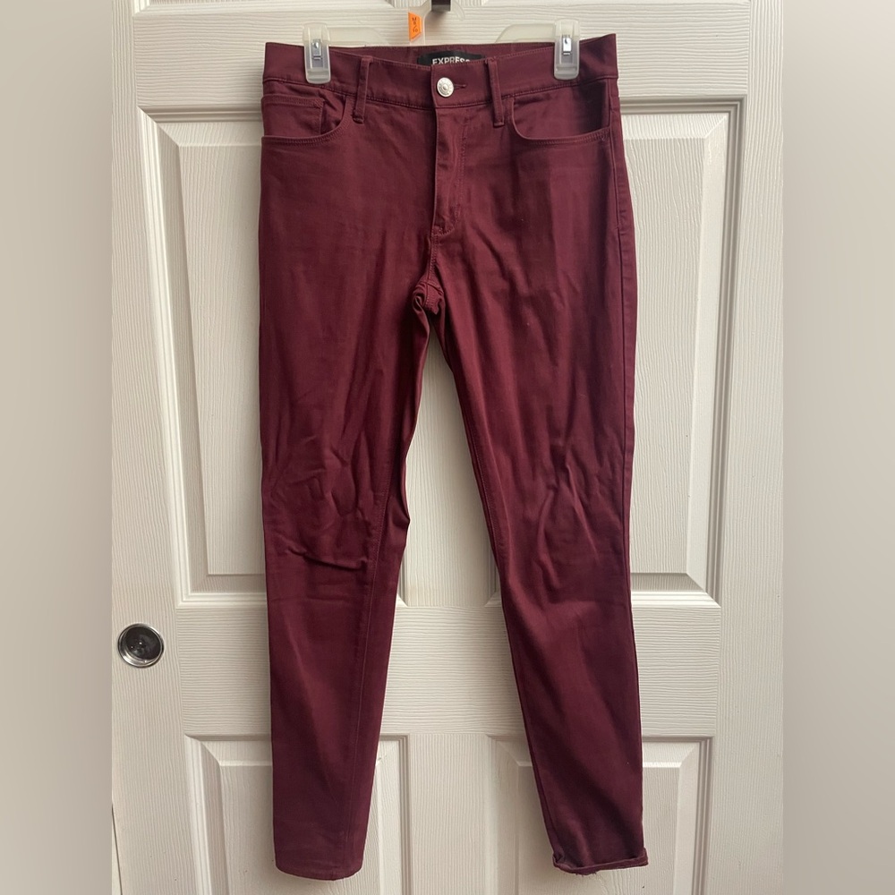 Express Women's Burgundy Stretch Ankle Pants